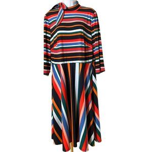 Eloquii Women's Striped Print Fit and Flare A-Line Dress Size 16 Back Bow
